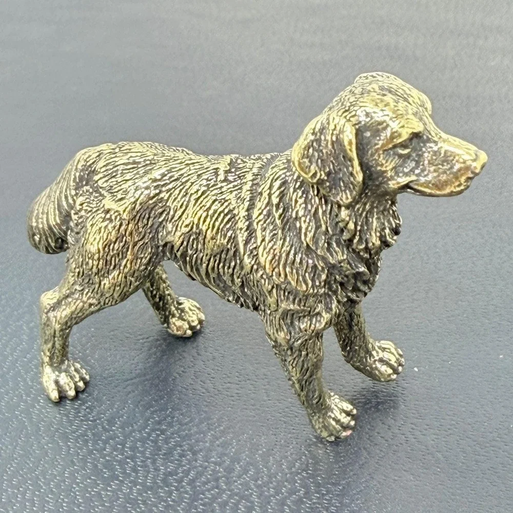 Brass Golden Retriever Dog Figurine Standing Desk Decor Dog Lover Gift